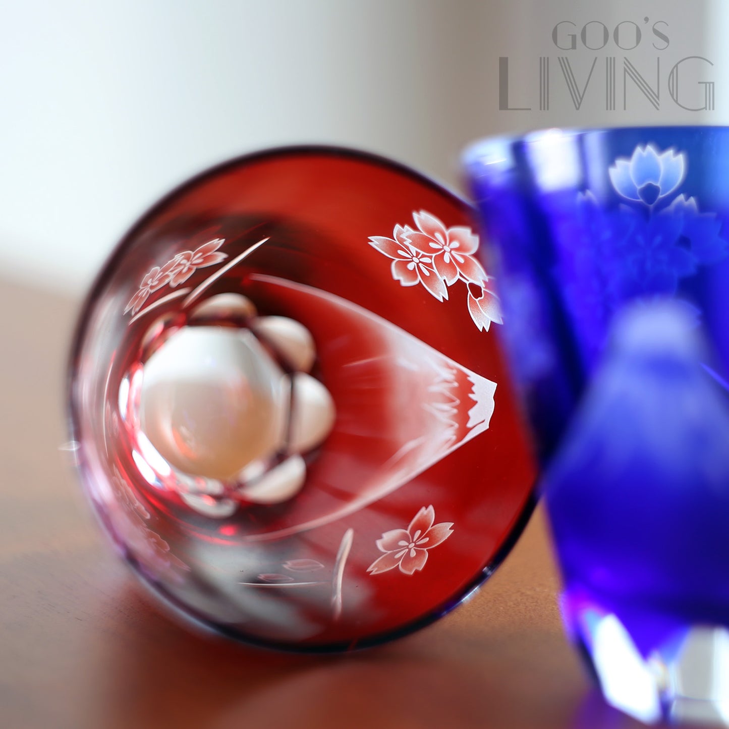 大塚硝子窺視富士櫻花水晶杯