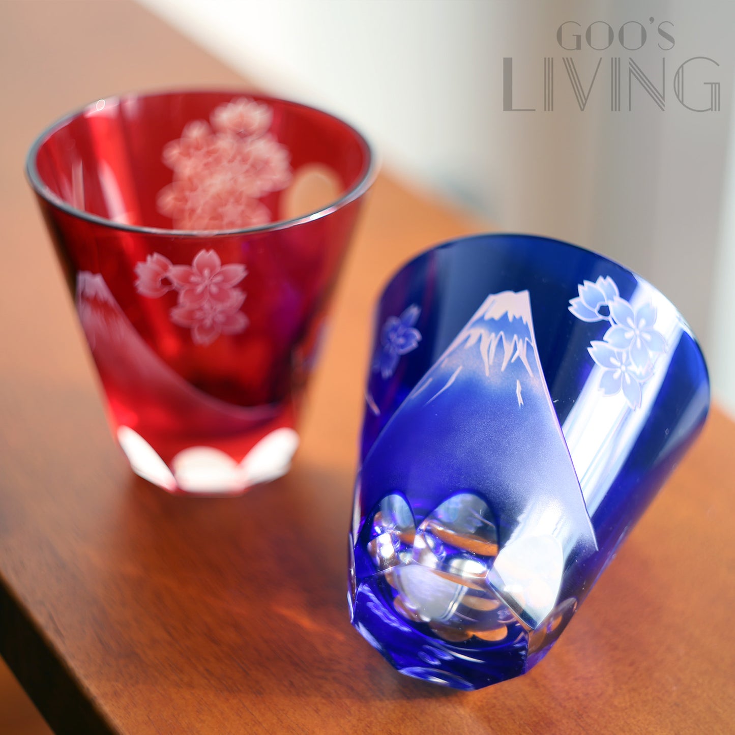 大塚硝子窺視富士櫻花水晶杯