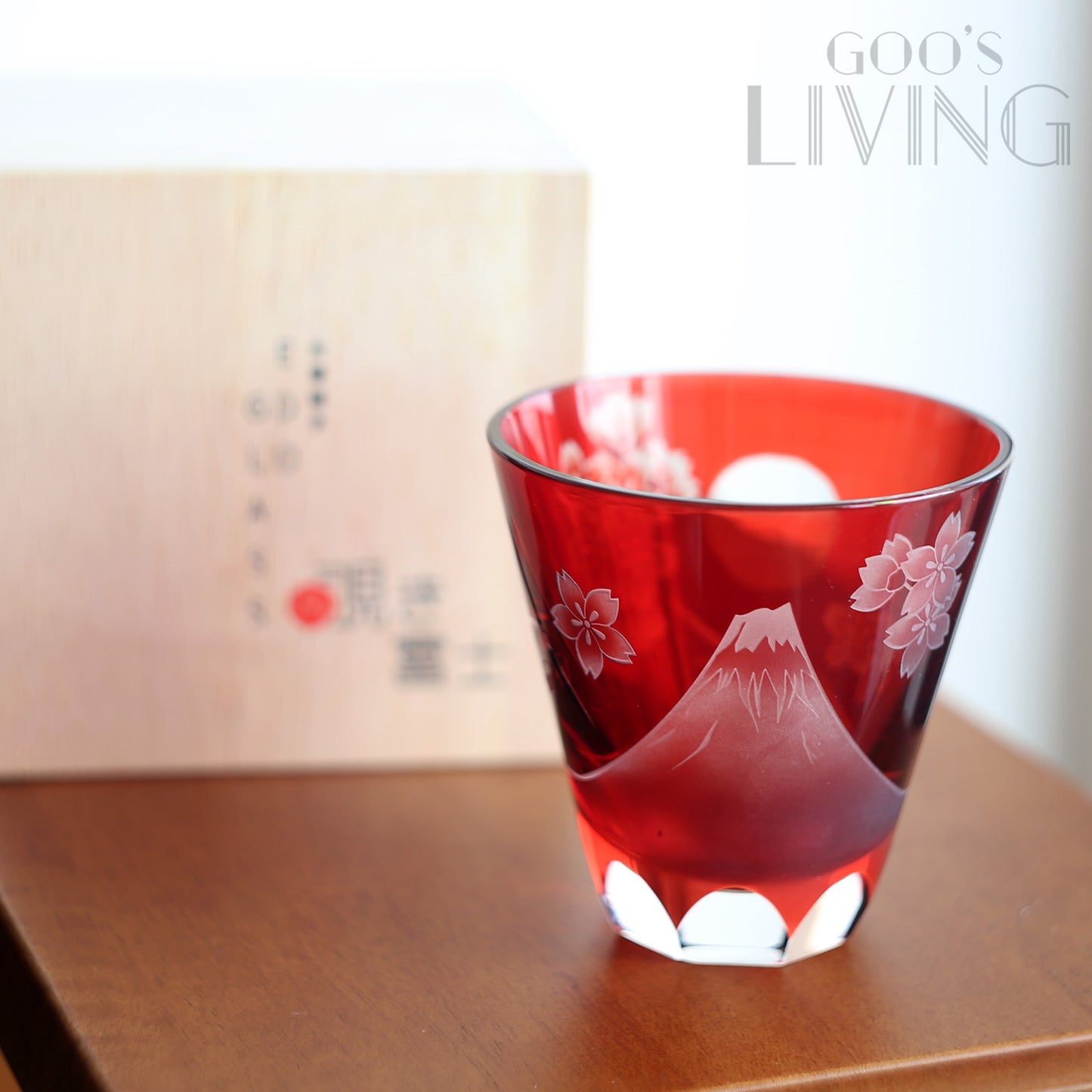 大塚硝子窺視富士櫻花水晶杯