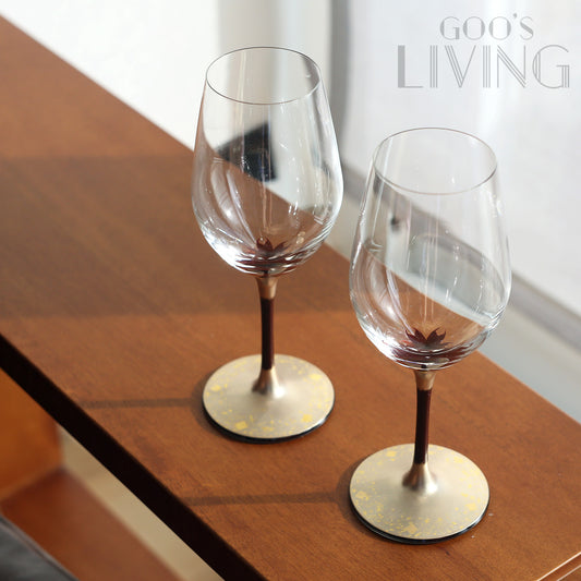 丸三漆器 櫻花漆繪金箔水晶杯