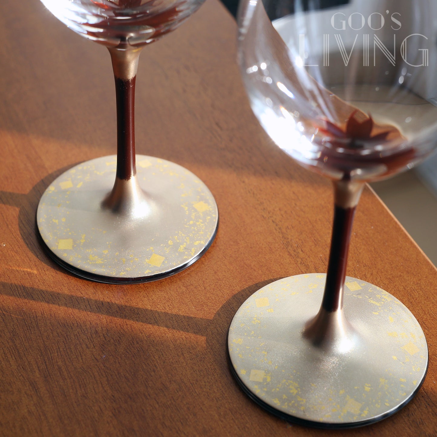 丸三漆器 櫻花漆繪金箔水晶杯