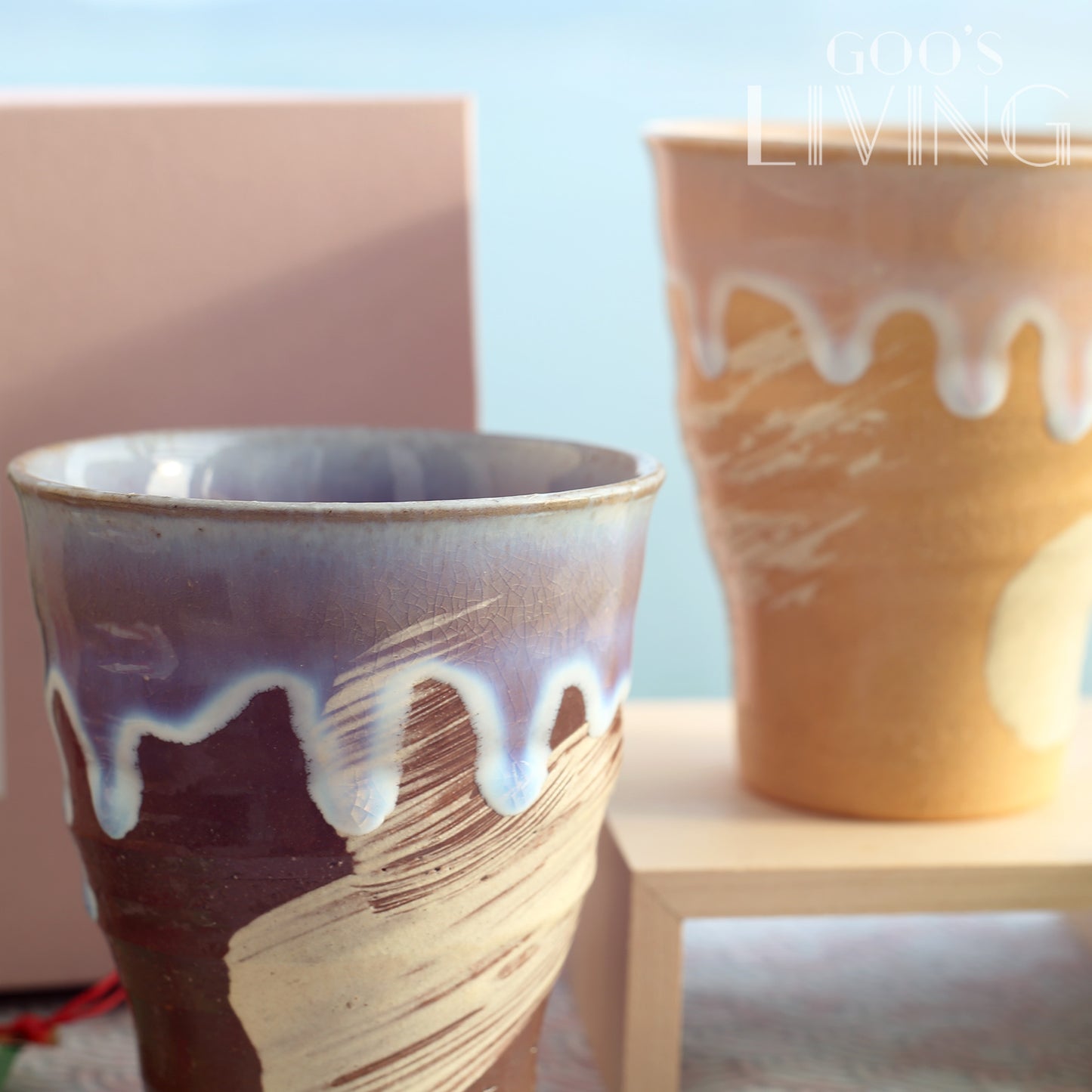 萩陶苑 萩燒窯粉色系對杯