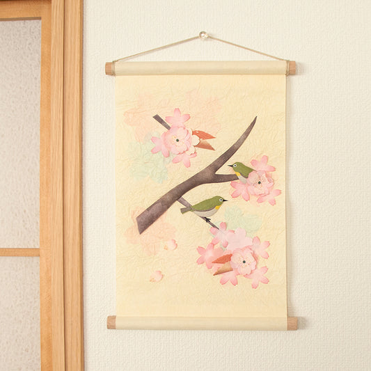 季節之掛軸 櫻花相思鳥