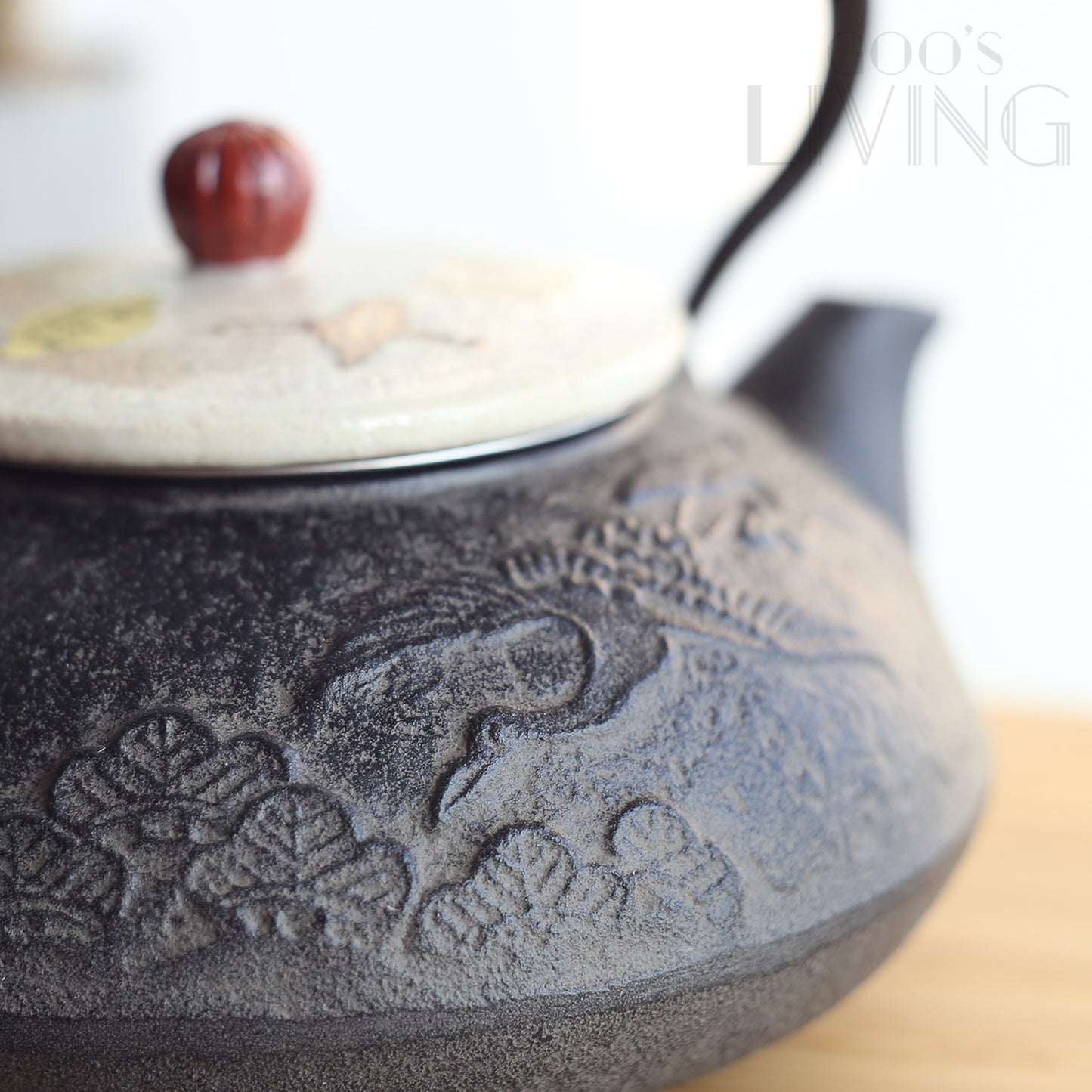 西川貞三郎 金銀彩鶴鐵瓶急須