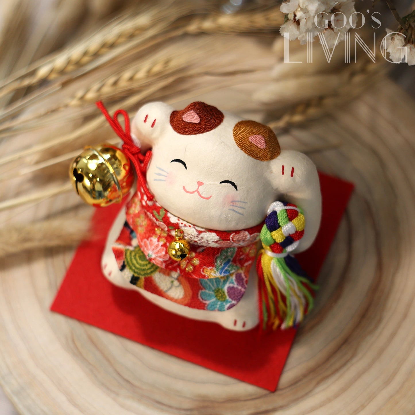RYUKODO 五色繩鈴噹招財貓