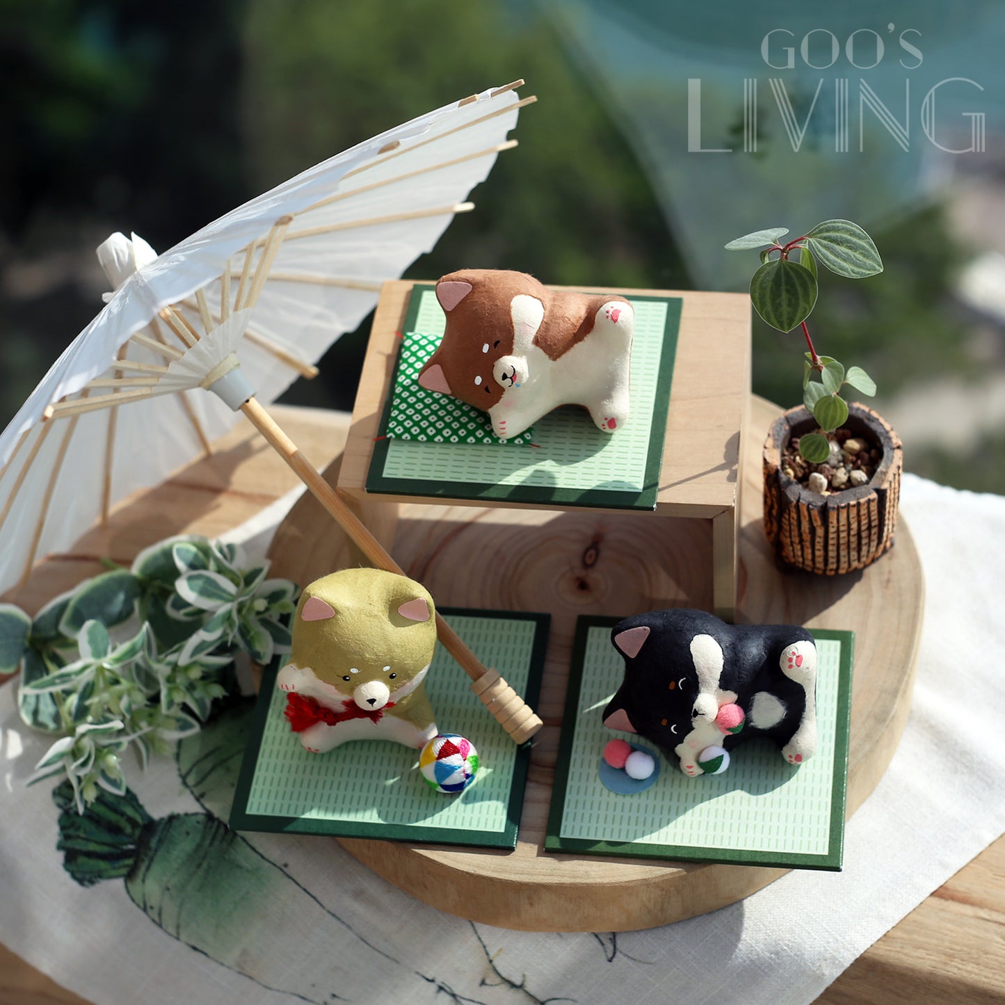 RYUKODO 和紙製碌地柴犬