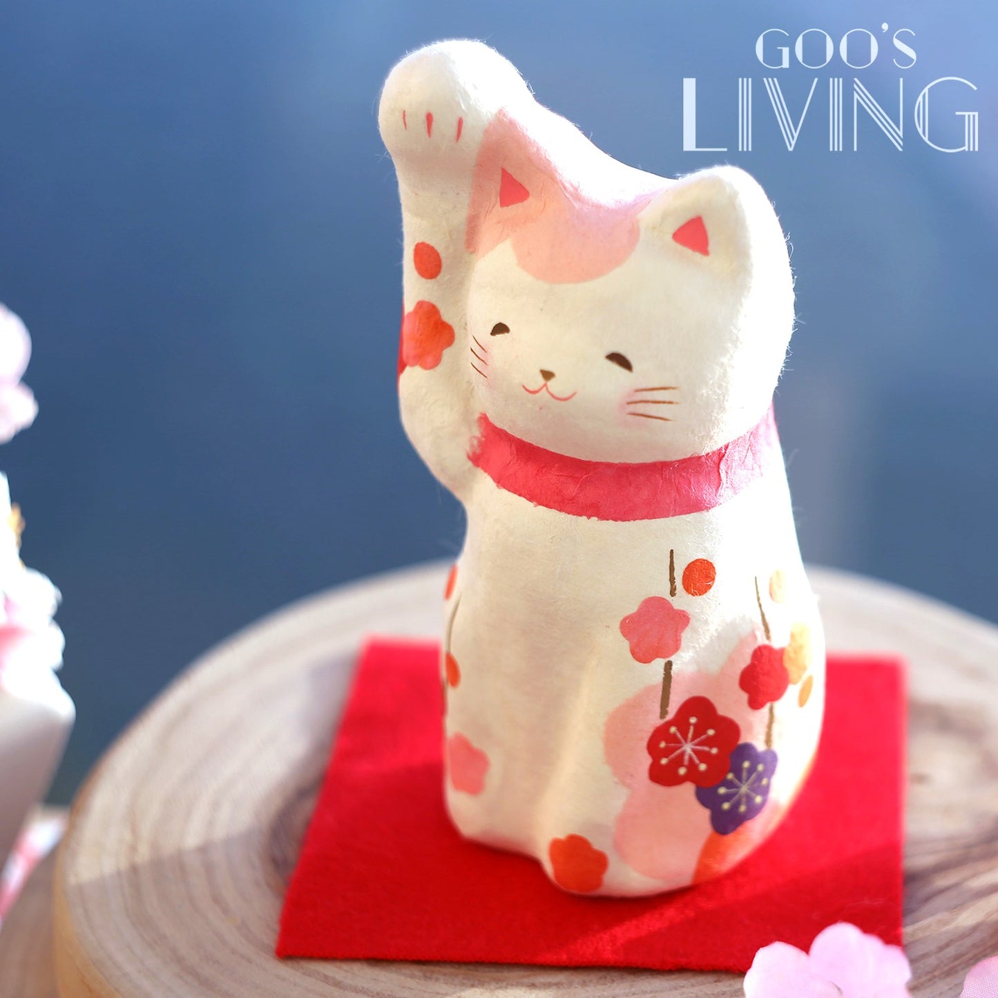 RYUKODO 粉紅梅花招財貓