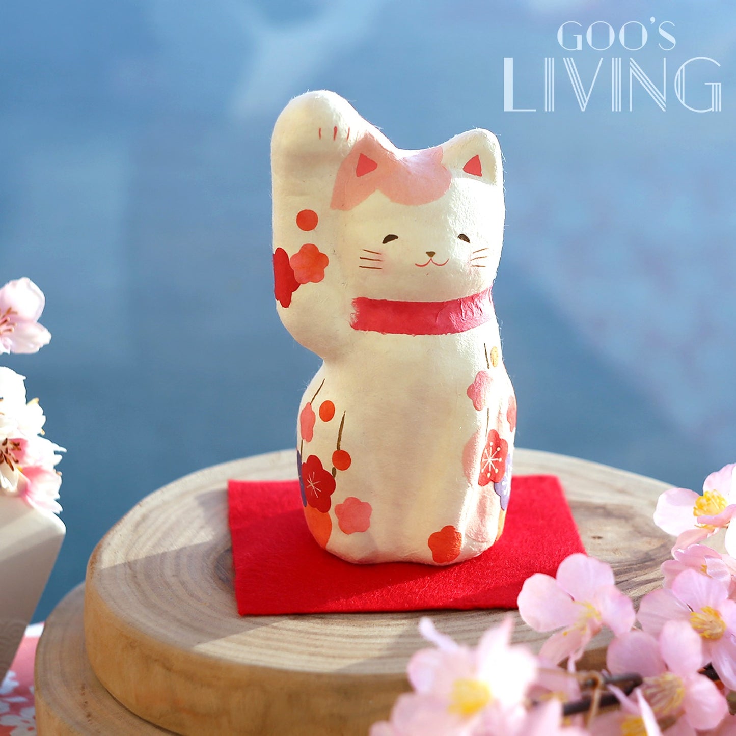RYUKODO 粉紅梅花招財貓