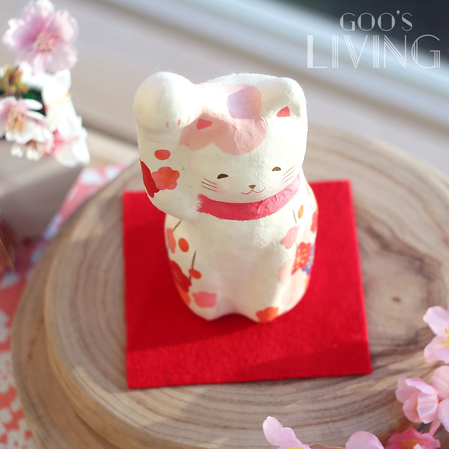 RYUKODO 粉紅梅花招財貓