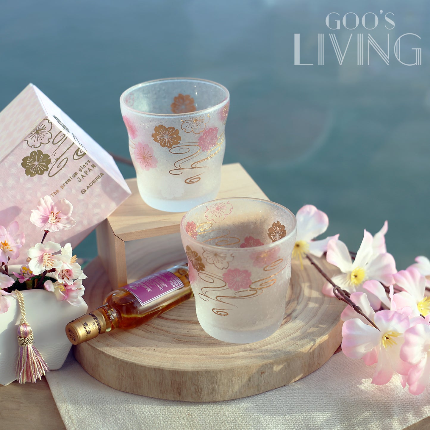 ADERIA津輕 櫻花金箔玻璃杯