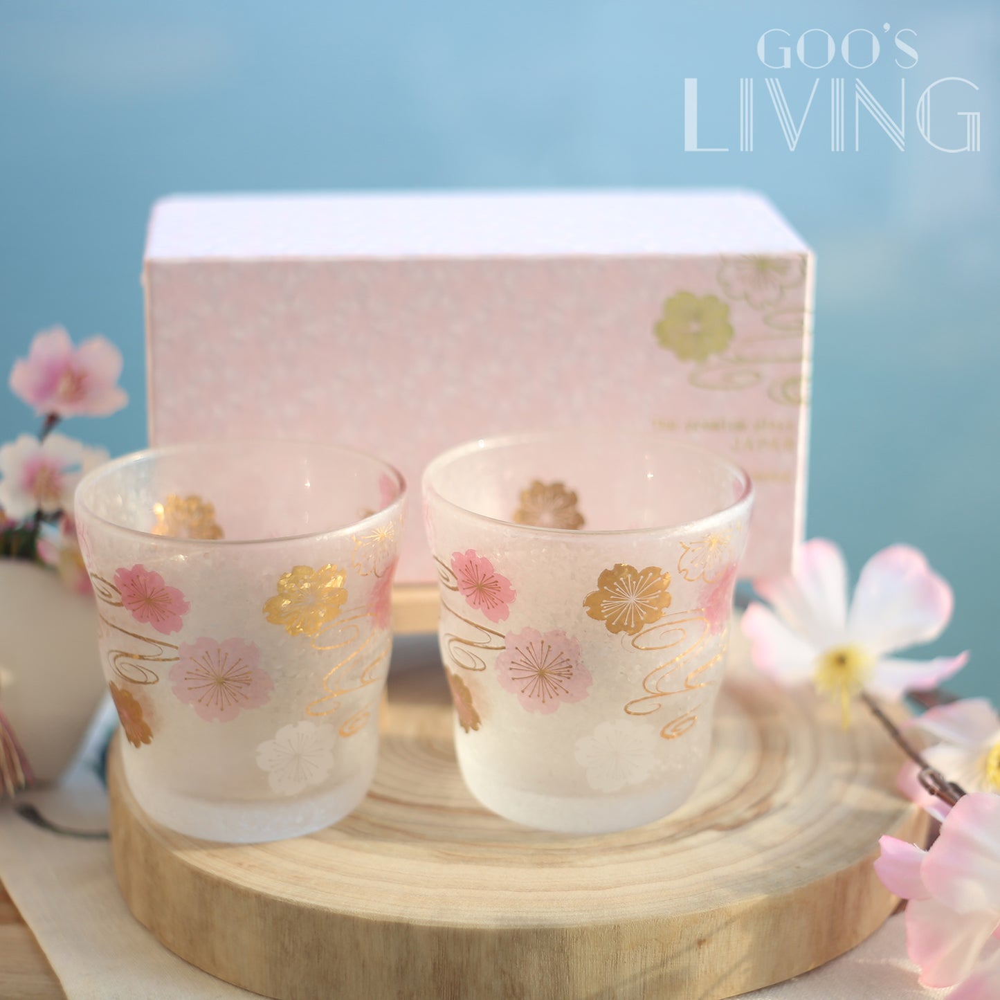 ADERIA津輕 櫻花金箔玻璃杯