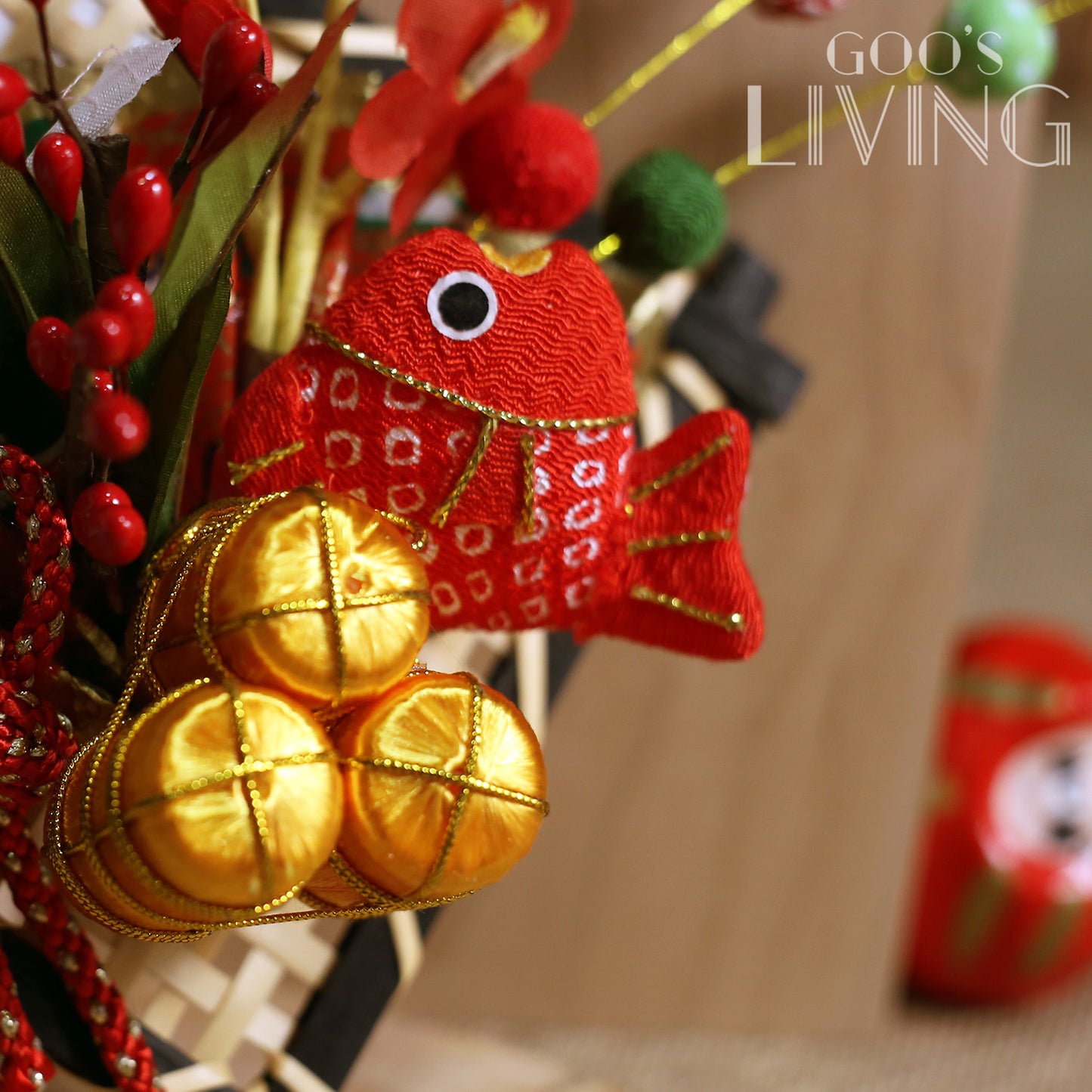 鯛魚金米桶迎春掛飾