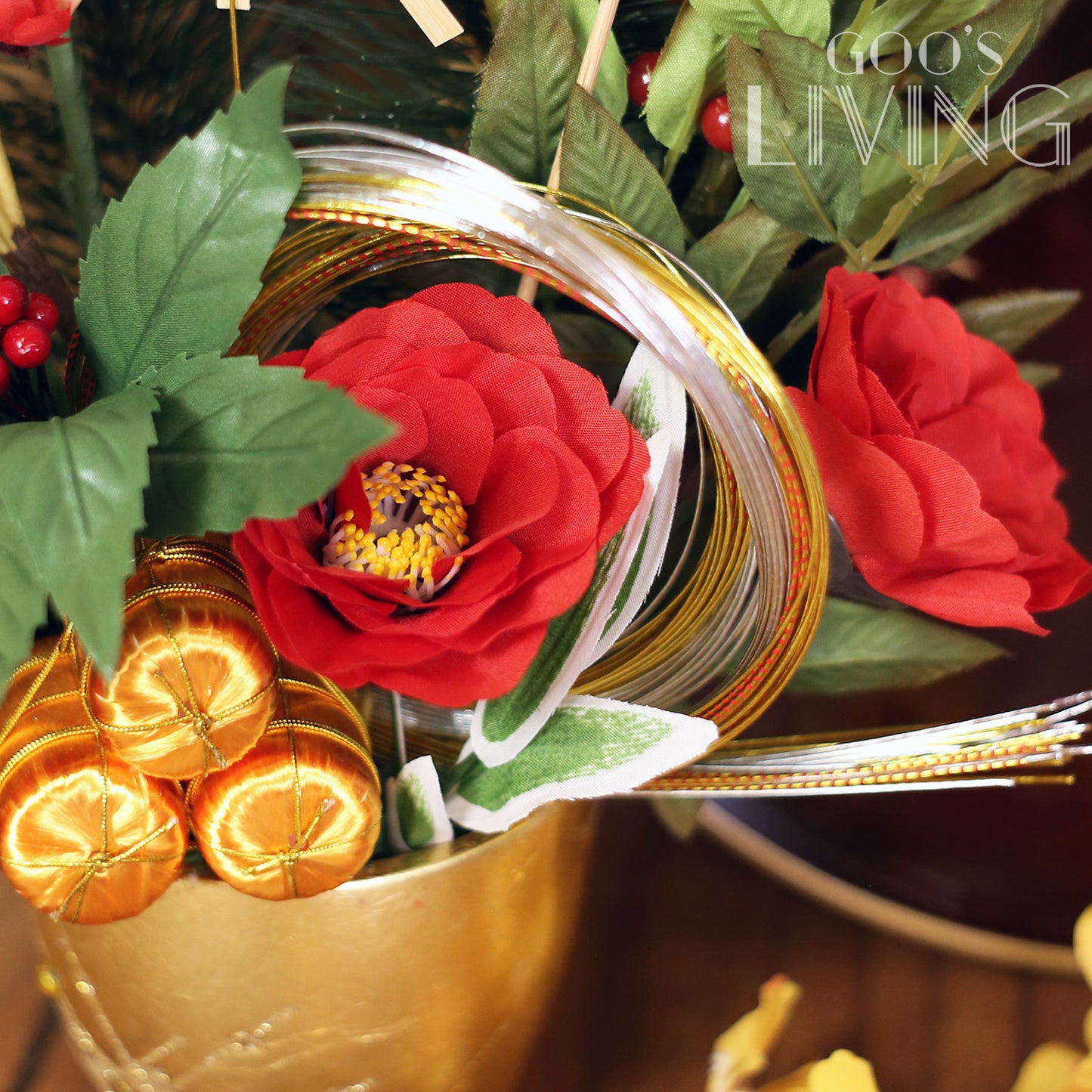 舞獅子迎春陶瓷花籃