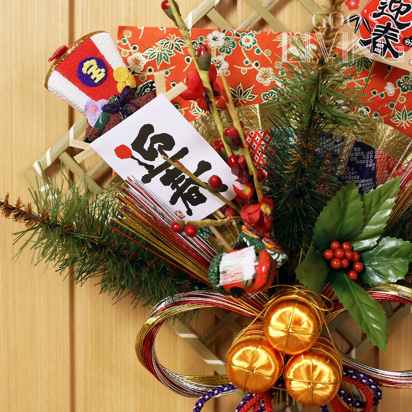 迎春金米桶招福竹掛飾