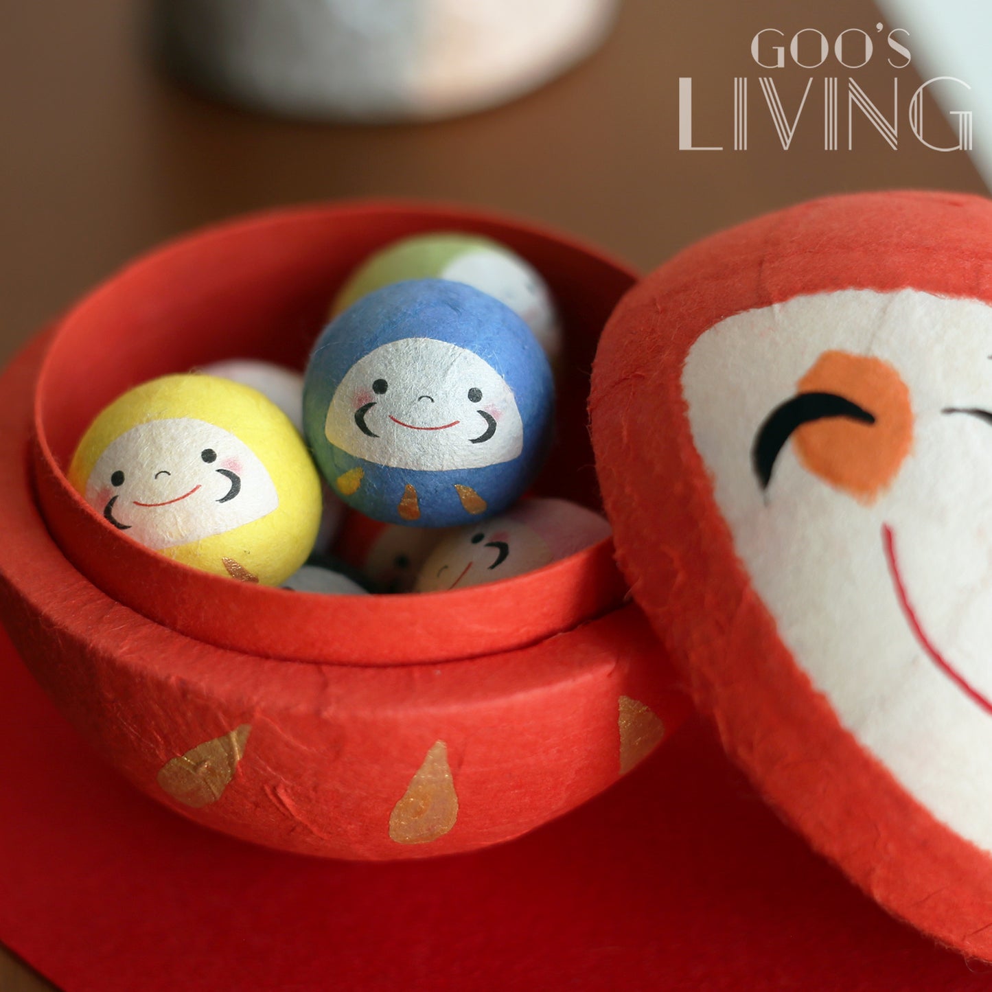 Chigiri 和紙製七色好運達摩