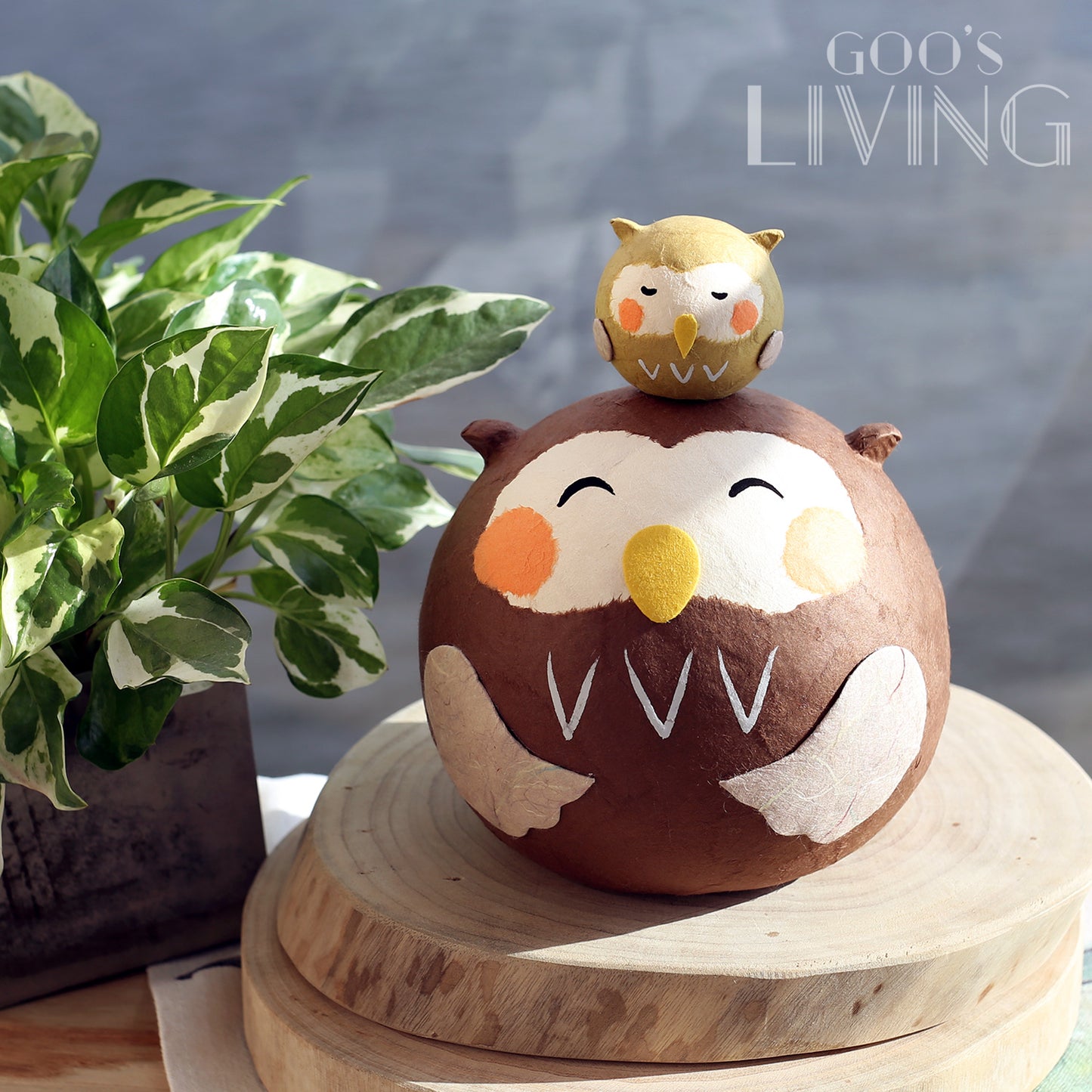 RYUKODO 和紙製親子貓頭鷹