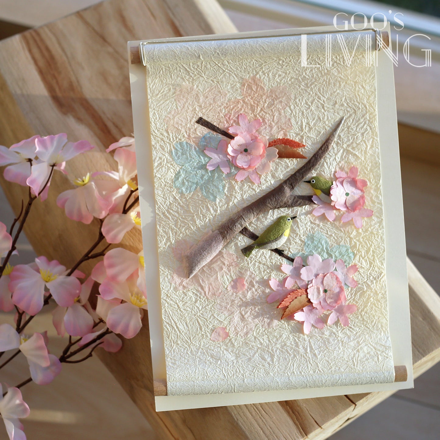 季節之掛軸 櫻花相思鳥