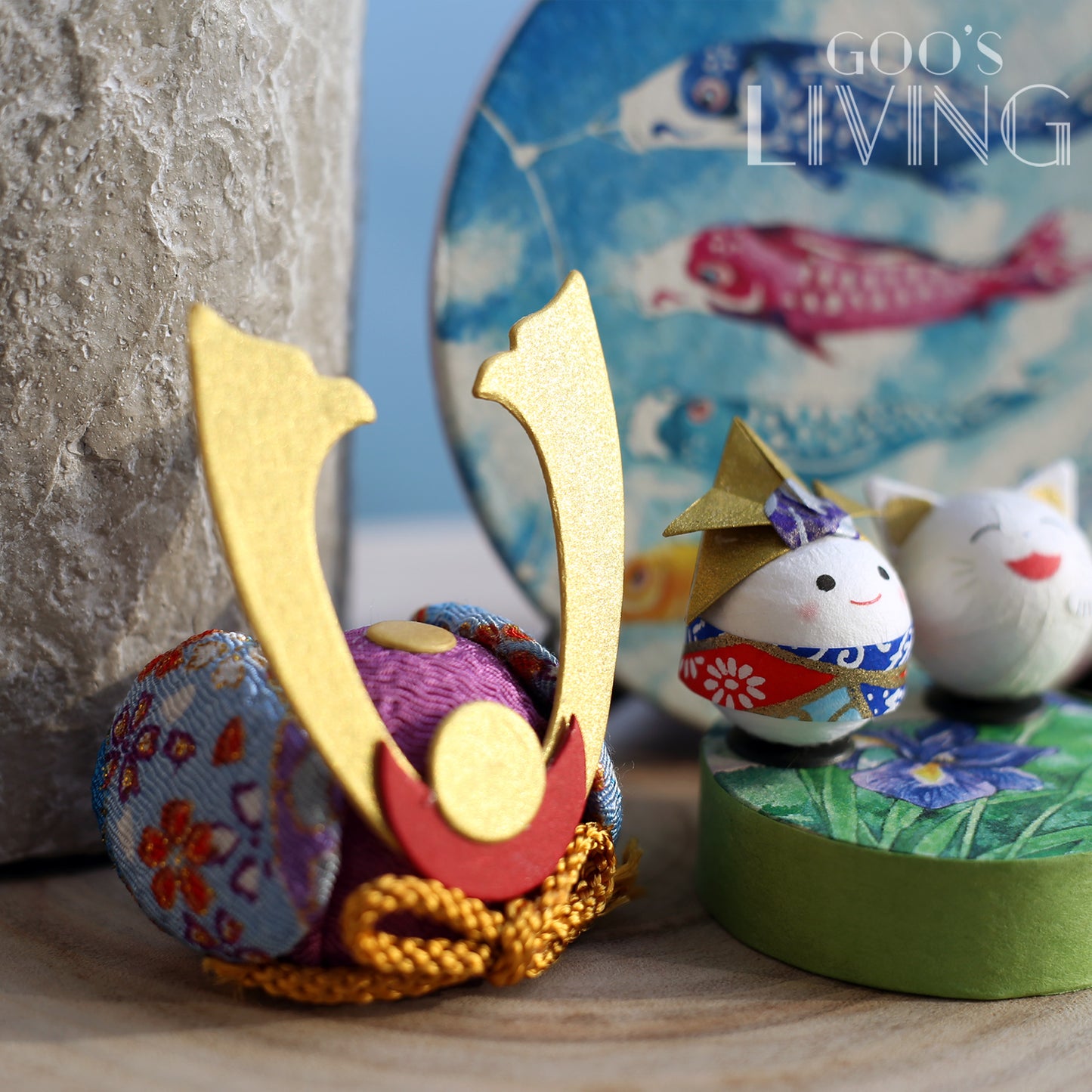 石川製紙 美濃紙鯉魚旗–男孩與貓咪