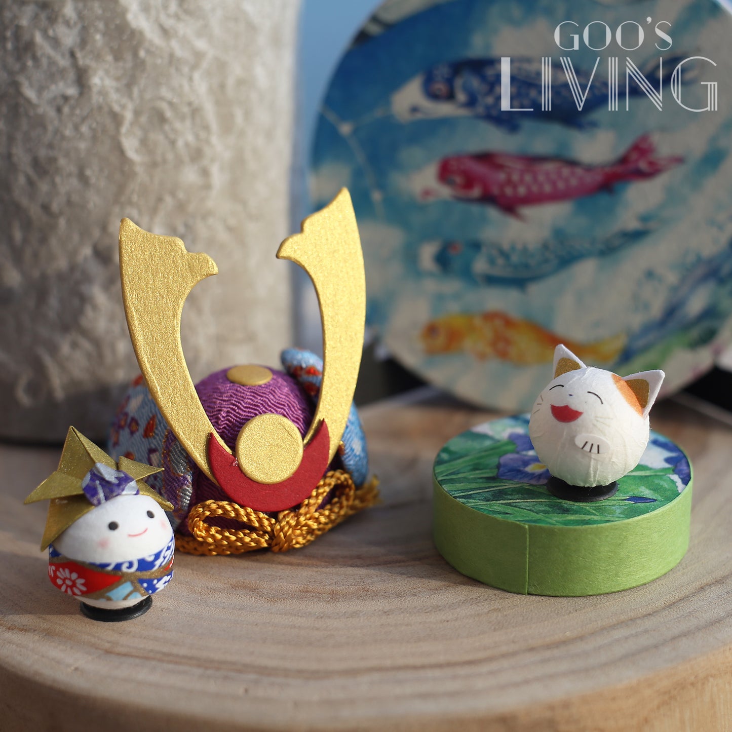 石川製紙 美濃紙鯉魚旗–男孩與貓咪