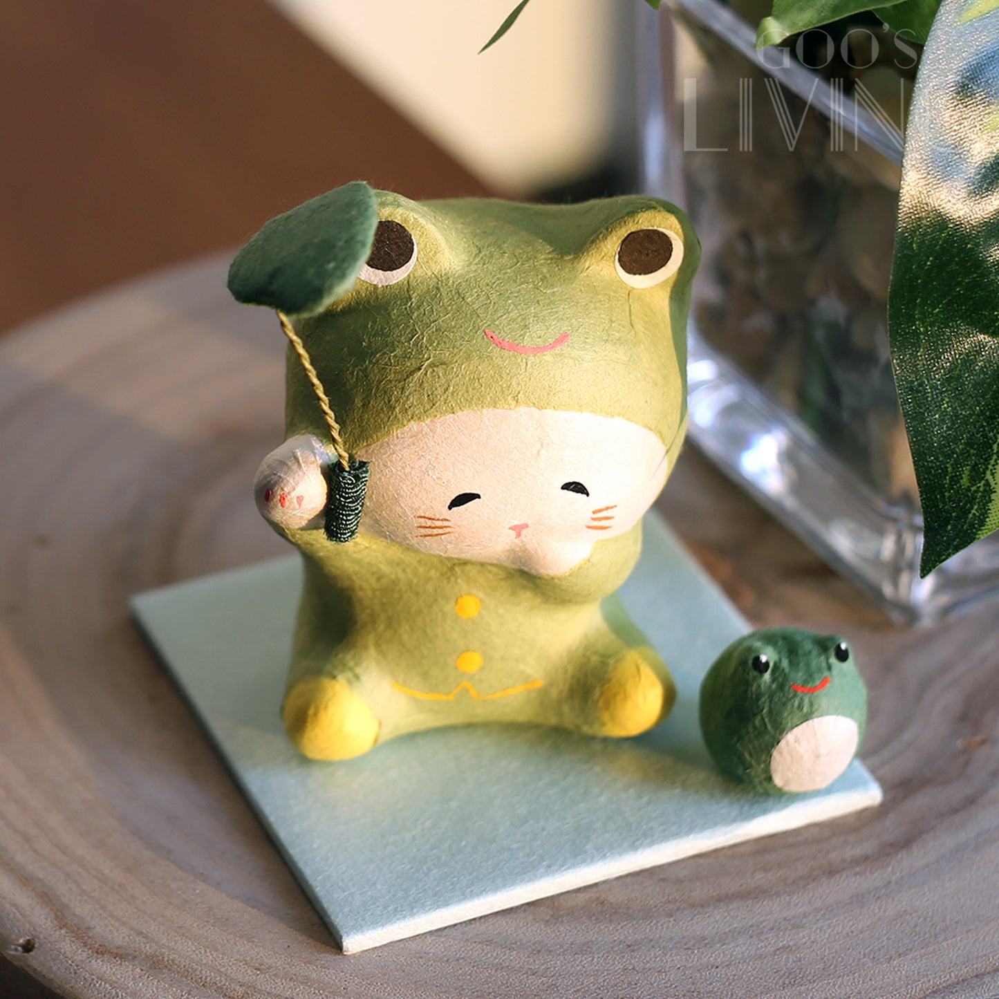 RYUKODO 和紙製青蛙雨衣招財貓