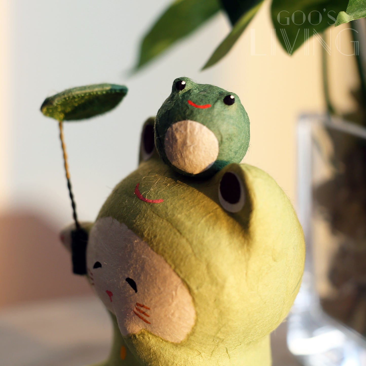 RYUKODO 和紙製青蛙雨衣招財貓