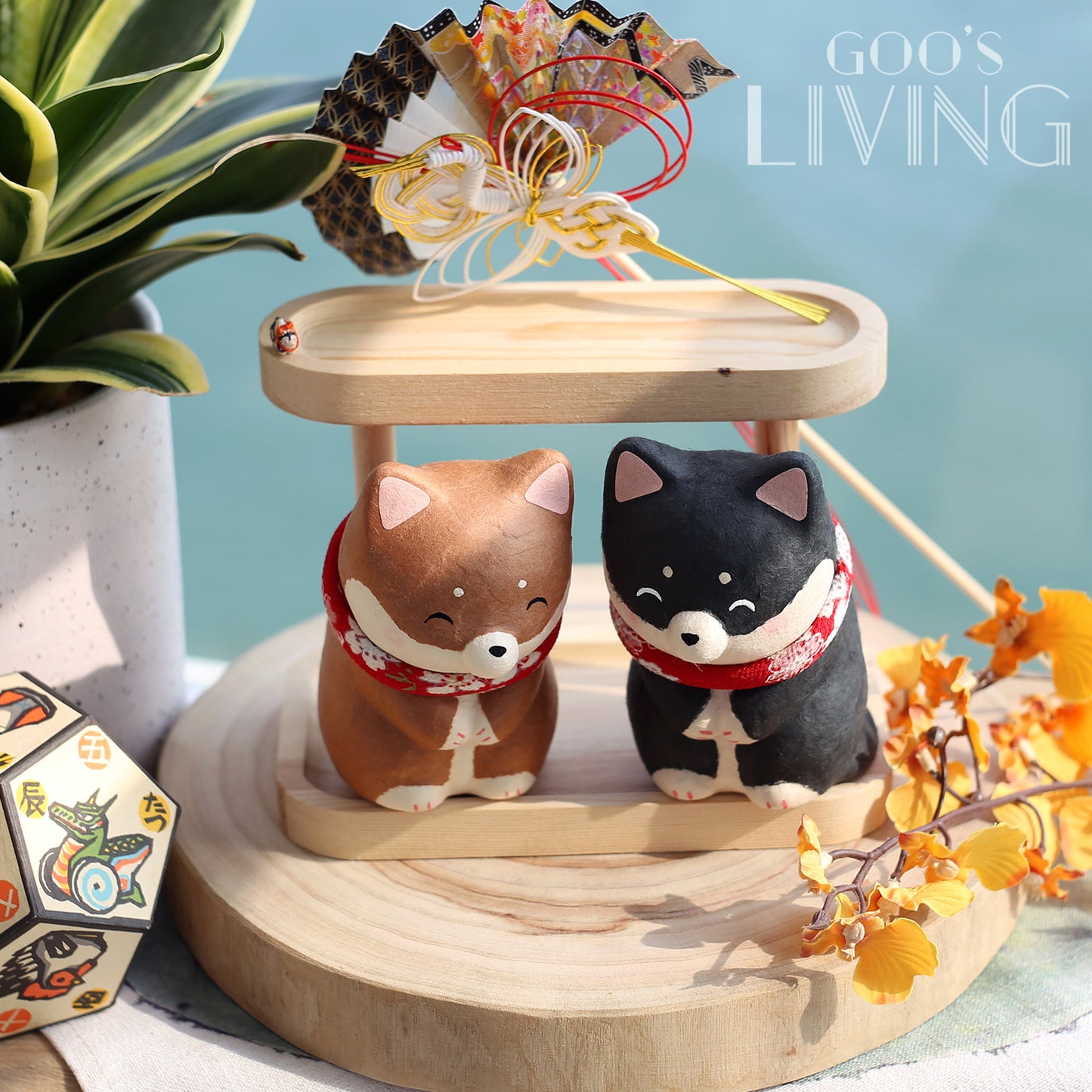 RYUKODO 和紙製鞠躬柴犬