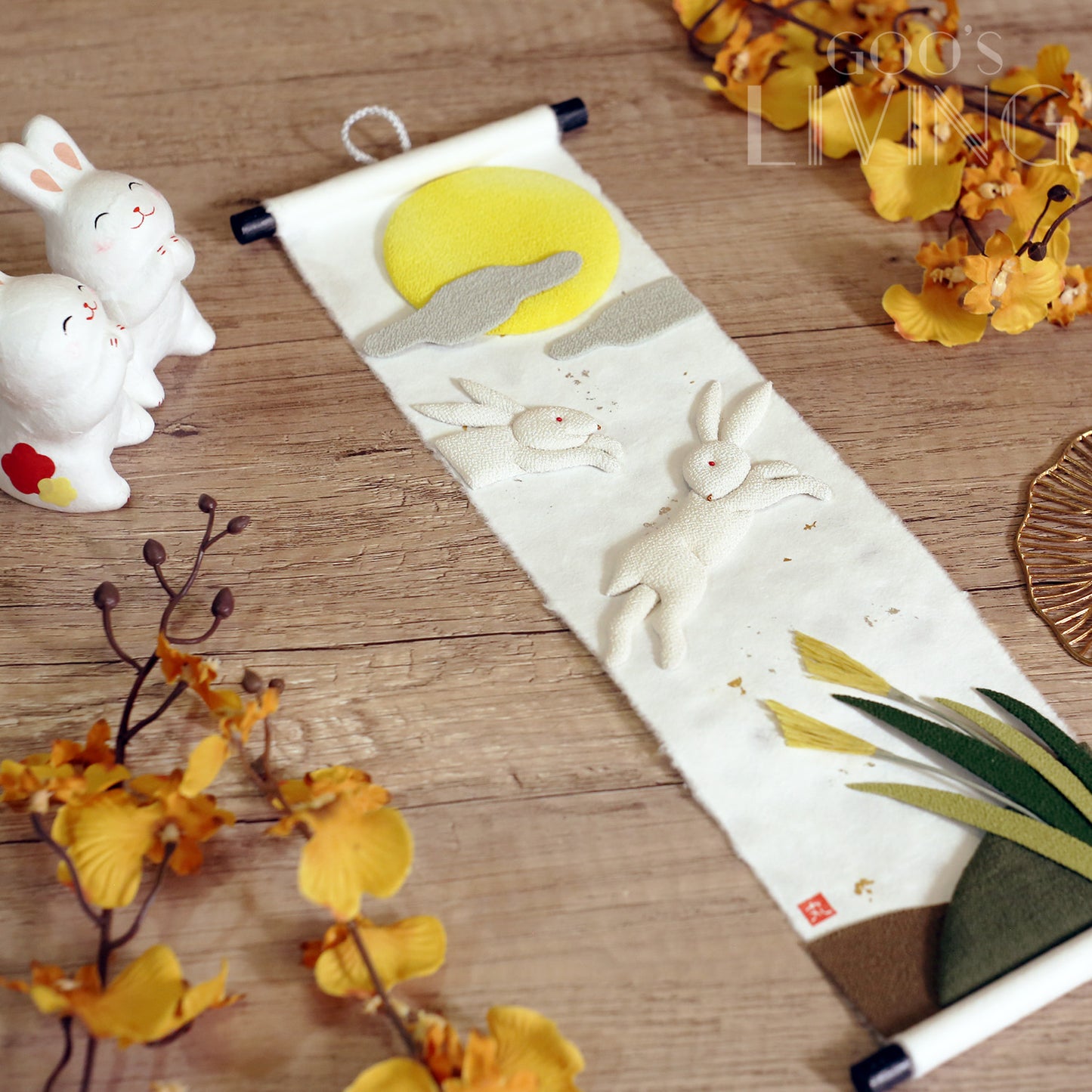 中秋月見 金銀箔掛軸