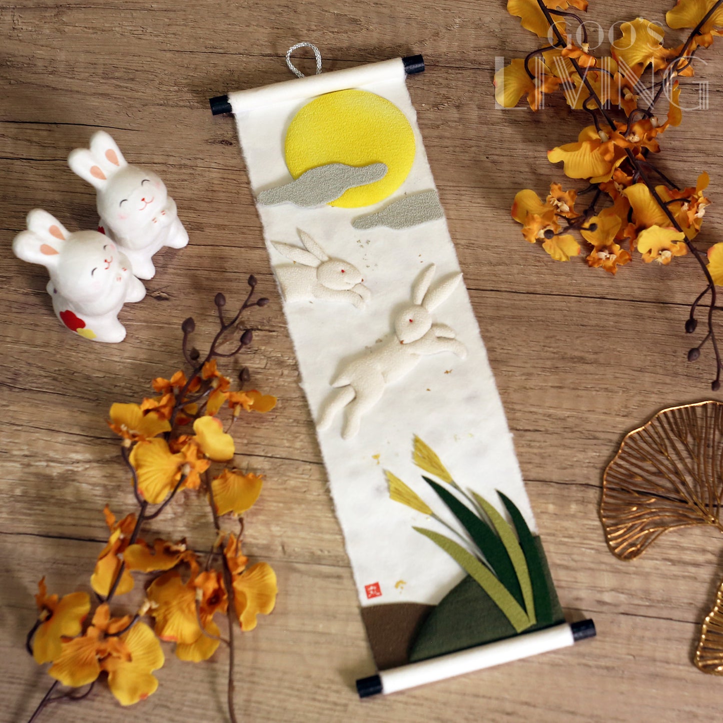 中秋月見 金銀箔掛軸