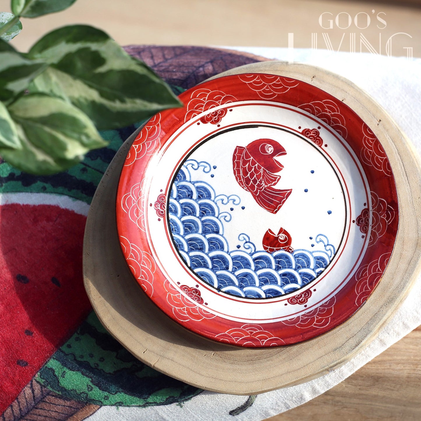 幹窯 鯛魚青海波陶瓷碟