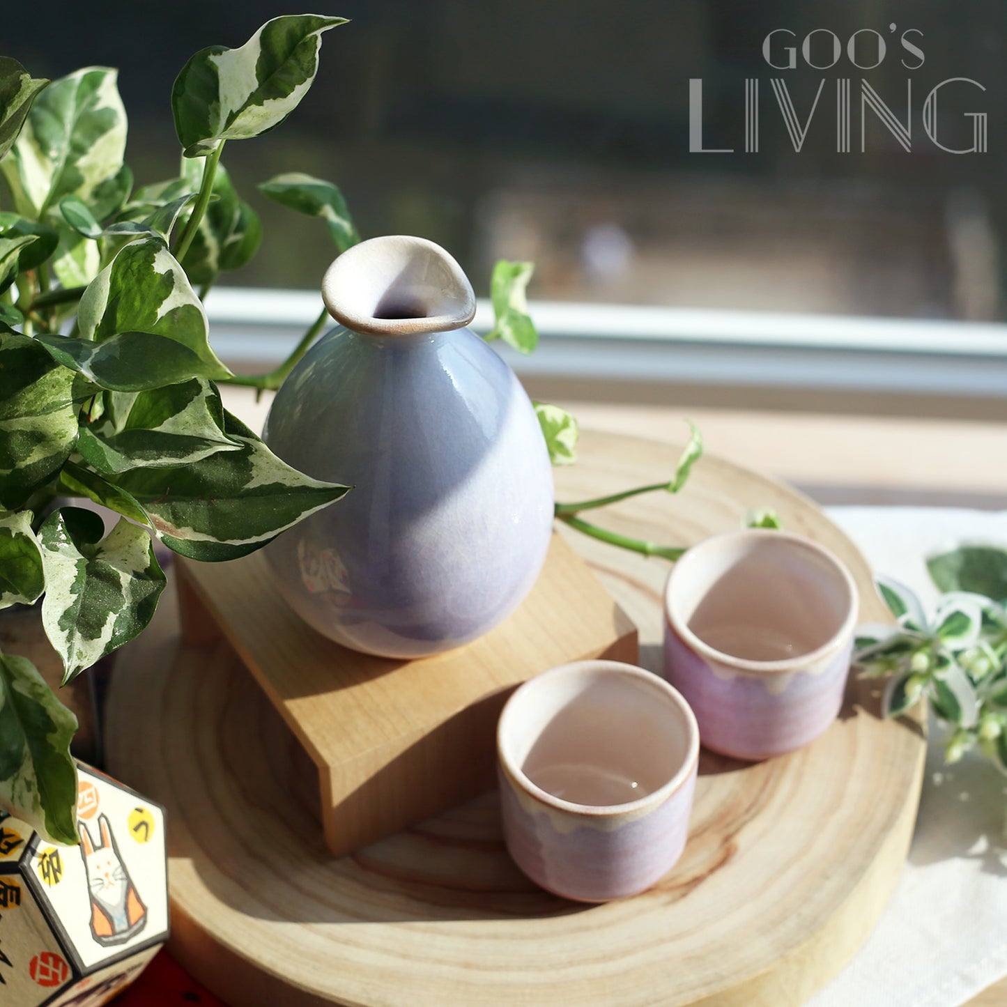 椿秀窯 萩燒粉紫色清酒套裝