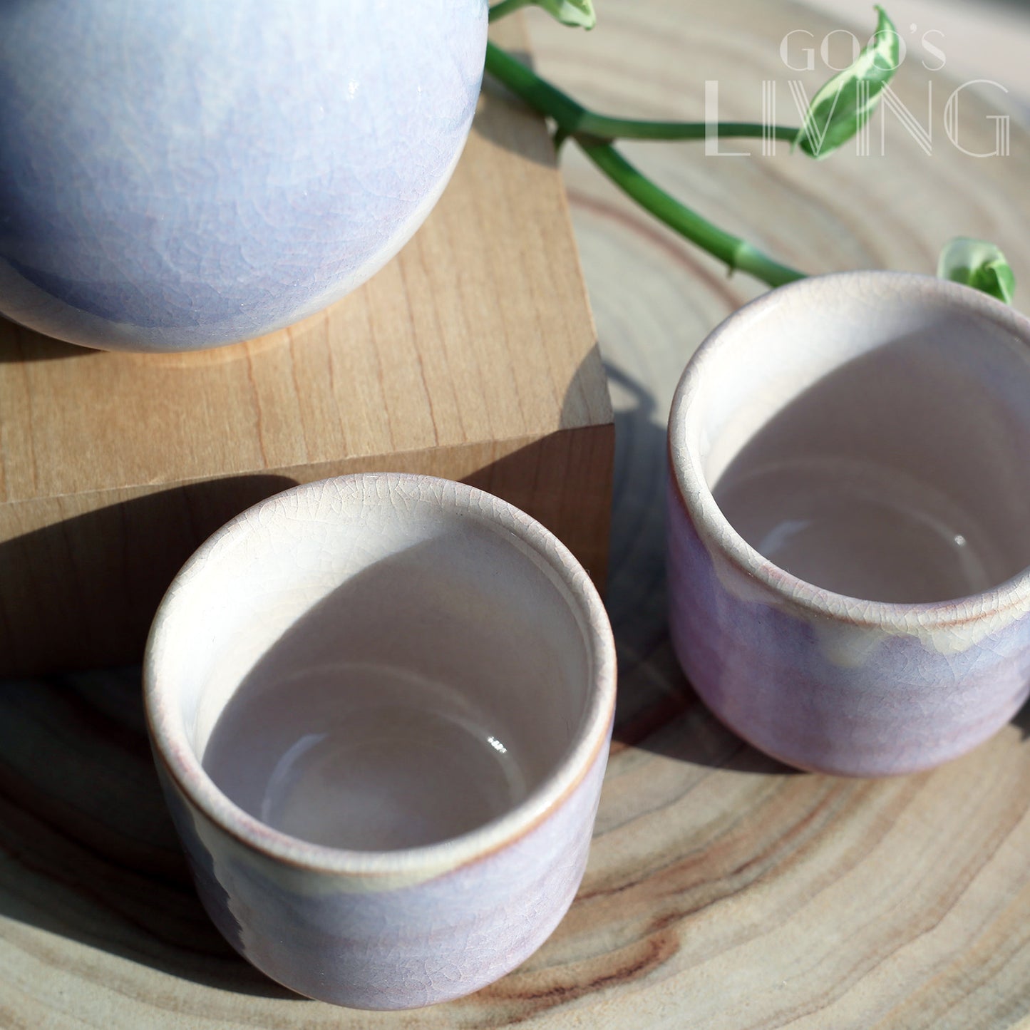 椿秀窯 萩燒粉紫色清酒套裝