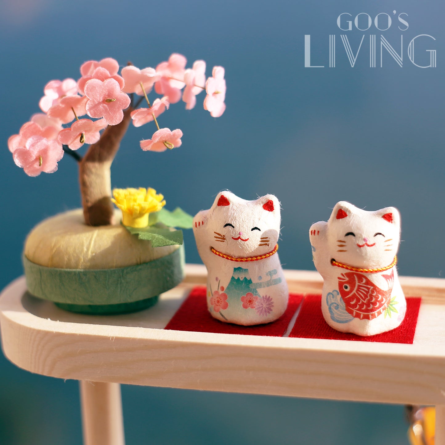 RYUKODO 和紙製迷你招財貓