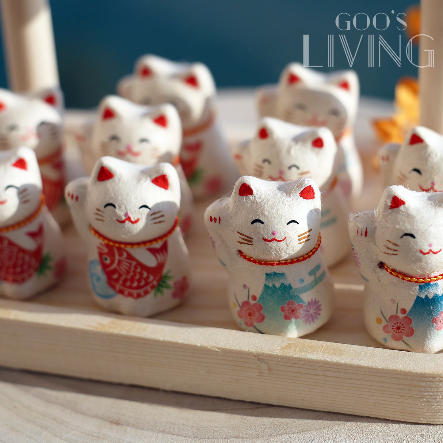 RYUKODO 和紙製迷你招財貓