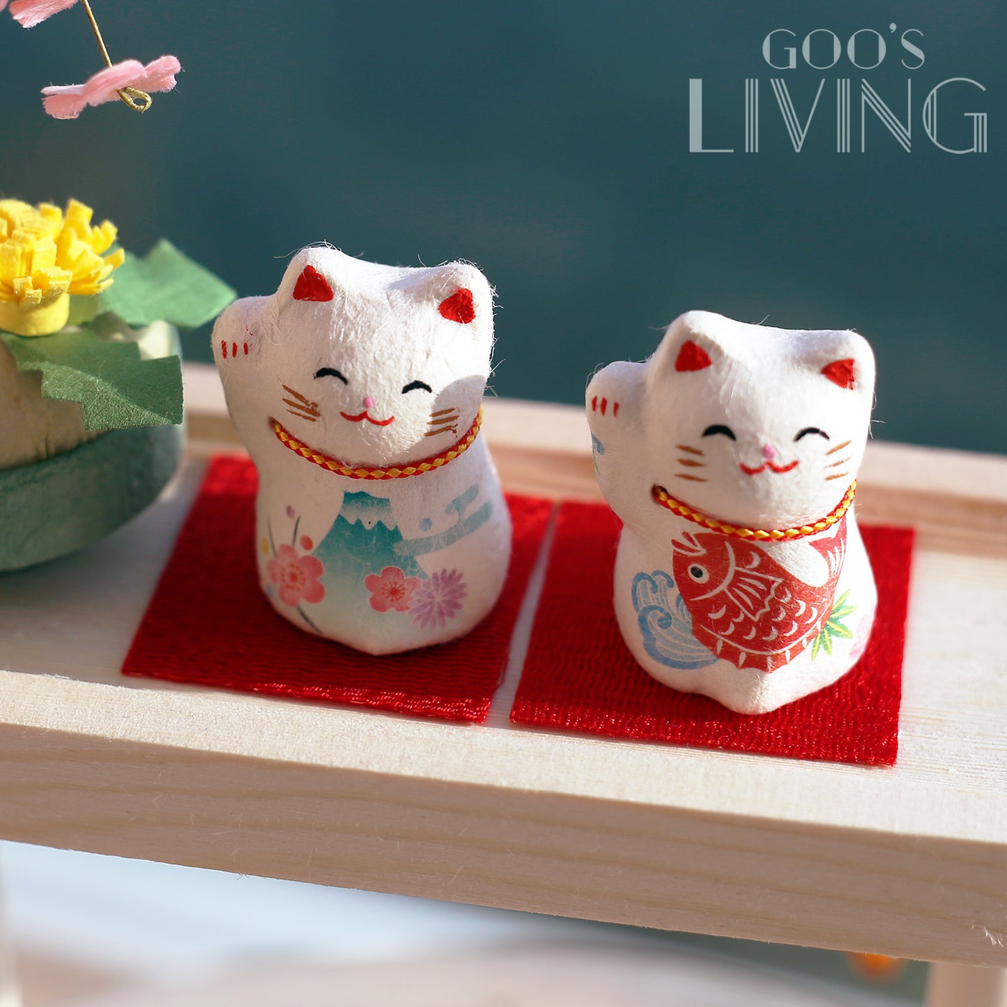 RYUKODO 和紙製迷你招財貓