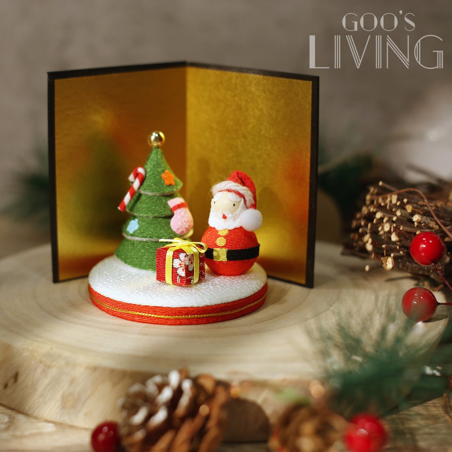 和風聖誕老人 折疊金屏風擺設