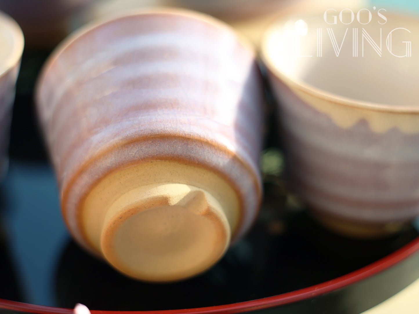 天龍窯 萩燒玻璃釉粉紫茶具套裝