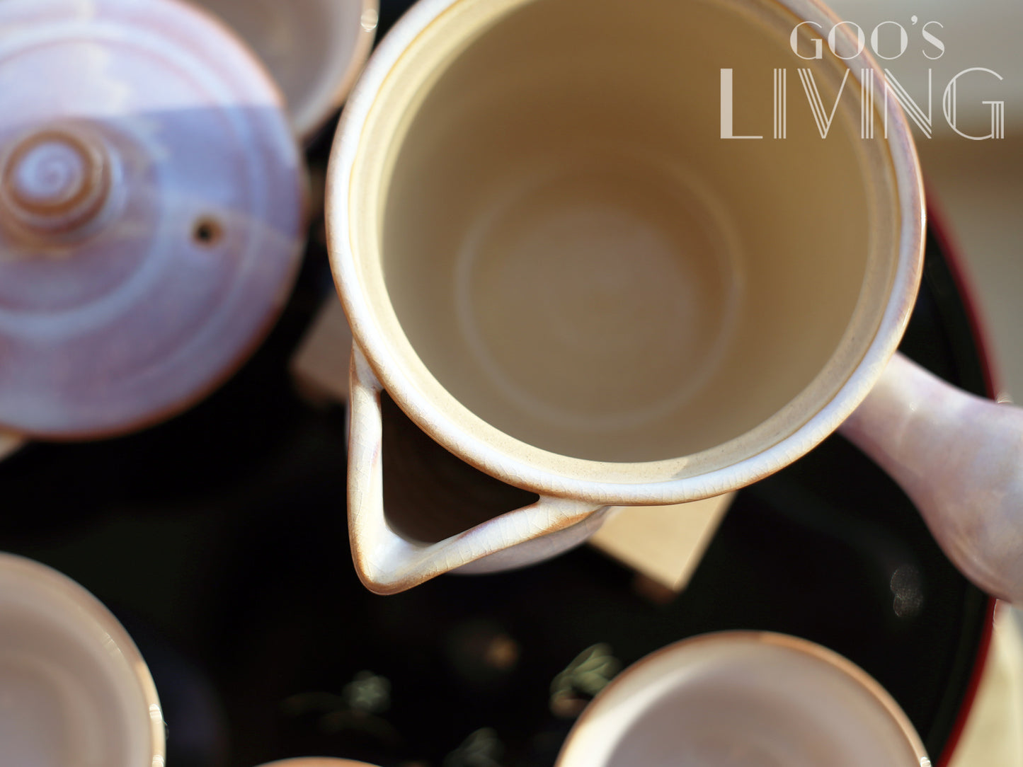 天龍窯 萩燒玻璃釉粉紫茶具套裝