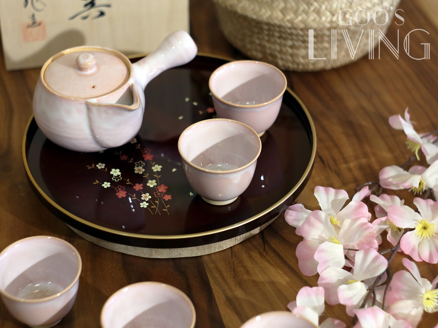 天龍窯 萩燒玻璃釉粉色茶具