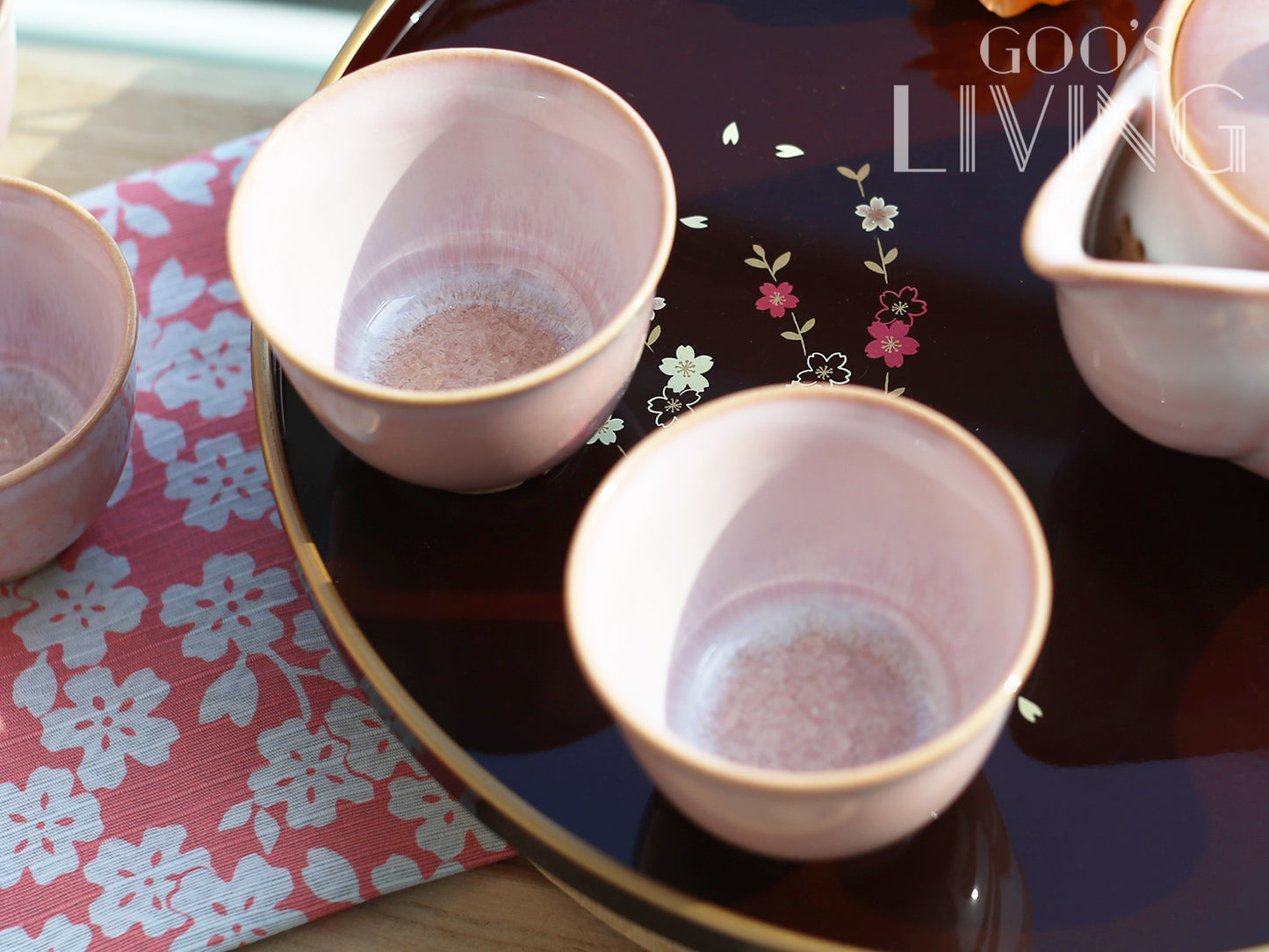 天龍窯 萩燒玻璃釉粉色茶具