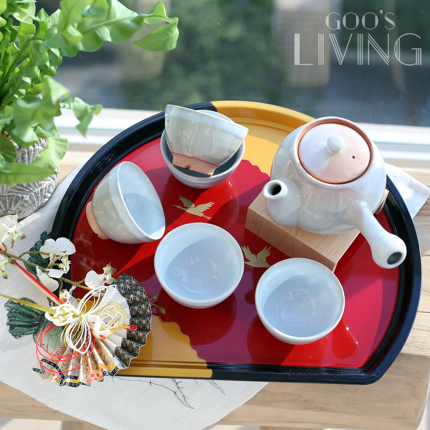 天龍窯 萩燒玻璃釉粉藍色茶具